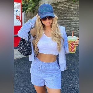 The OG Trendsetter Velour Short Set - Heather Grey